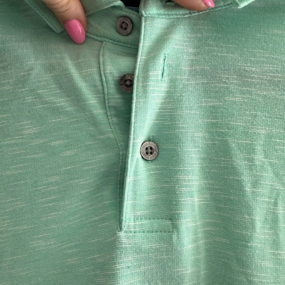 PGA Tour Mint Men's Green Short Sleeve Collar Polo Golf Casual Shirt Medium - Picture 6 of 8
